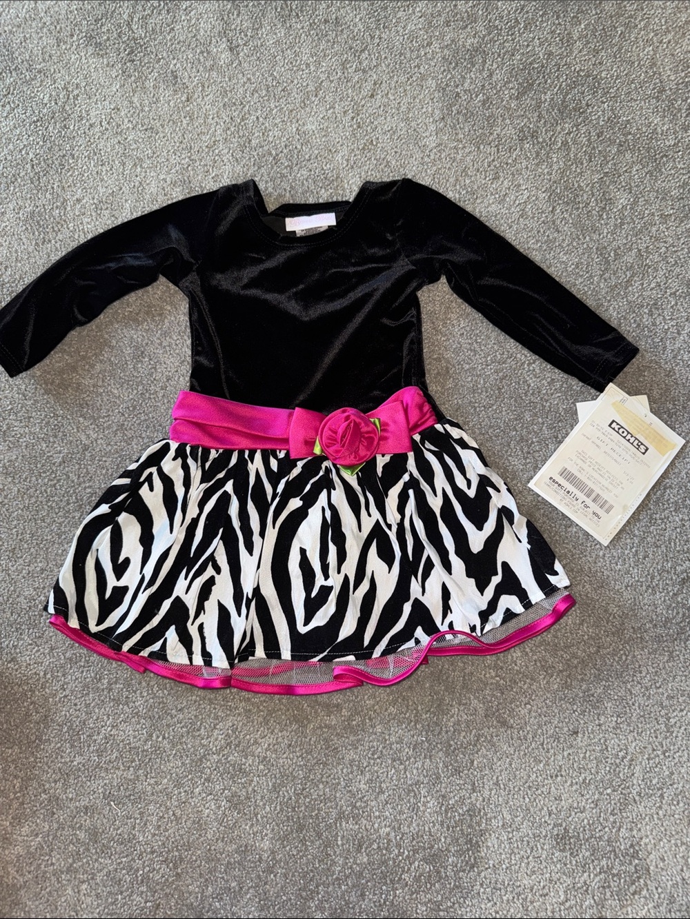 Bonnie Baby Black and Hot Pink Zebra Print Dress